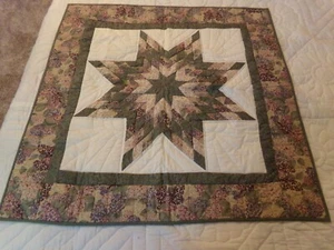 Handgefertigter Amish gesteppter Salbei Lone Star Wandbehang (40" B x 39" H) - nicht quadratisch - Bild 1 von 3