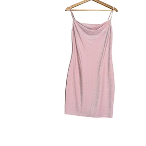 Bebe Mini Dress Womens Medium Pink Sparkling Adjustable Spaghetti Strap Pullover - Picture 1 of 3