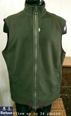 Chaleco Barbour Hombre XXL 2XL Verde Oliva Vellón Cremallera Completa Bolsillos Sin Mangas Foto 1 de 4