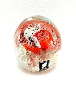 KERRY GLASS fermacarte rosso bianco e nero vortice modernista Irlanda 2 1/2" - Foto 1 di 10