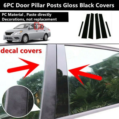 Cubierta de moldura de ventana de puerta con poste de pilar negro brillante para Nissan Almera/Sunny 2010-2019 Foto 1 de 4