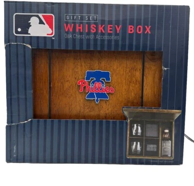 Philadelphia Phillies Whiskey Box Set Great Baseball Fans Wood Gift Set - Image 1 of 4