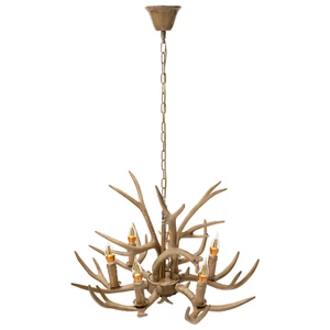 Retro Geweih Kronleuchter 6-Kopf Harz Hirschgeweih H?ngelampe Deckenlampe E14 - Bild 1 von 24