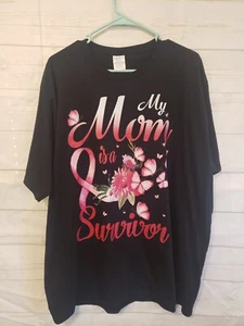 Womens Size 2XL My Mom Is A Survivor T Shirt Short Sleeve Ribbon Floral Support - Picture 1 of 8