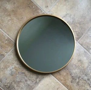 18" Round Mirror Wall Mirror with Circular Beveled Mirror with Gold Metal Frame - Picture 1 of 13