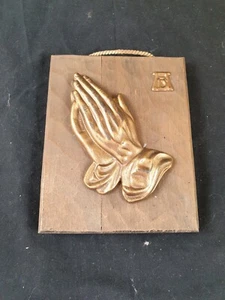 Wandbild Betende Hände von Albrecht Dürer Messing Relief\Holz 15x12cm-60er - Bild 1 von 4