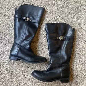 Botas de montar Marc Fisher Med con correa de cuero negro Audrey ternera extendida talla 8 - Imagen 1 de 9