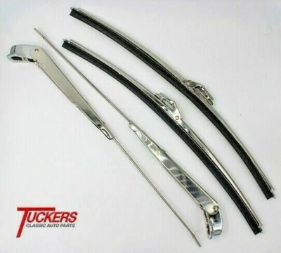 1967-1972 Chevy C10 Truck Polished Stainless Windshield Wiper Arms & Blades - Image 1 of 4