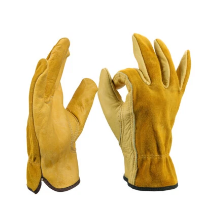 Guantes de trabajo de cuero para hombre Guante de conducción de motocicletas Equipo de seguridad de jardín Foto 1 de 4