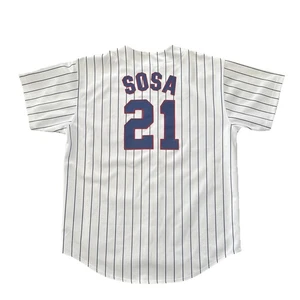 Maglia Chicago Cubs grande Sammy Sosa uomo Russell atletica vintage gessati - Foto 1 di 8