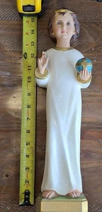 VINTAGE 1966 INFANT OF PRAGUE LARGE 17" CHALKWARE CATHOLIC JESUS STATUE - Picture 1 of 5