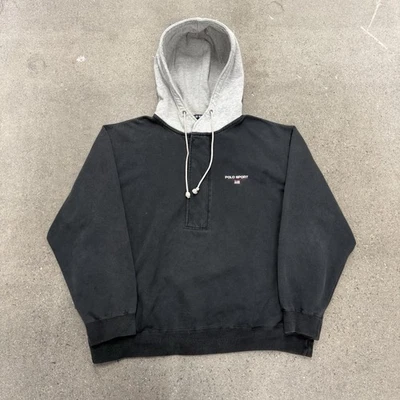 Moletom com capuz vintage polo Ralph Lauren esporte logotipo masculino tamanho GG - Imagem 1 de 4