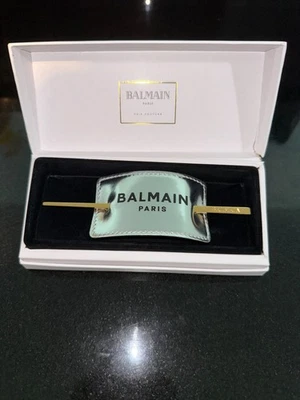Horquilla Balmain Hair Couture dorada pasador cuero plateado sin usar valor ($460) Foto 1 de 4