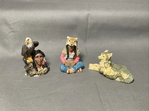 Figuras coleccionables de indios nativos americanos de colección lobo con cachorros jefe de águila - Imagen 1 de 8