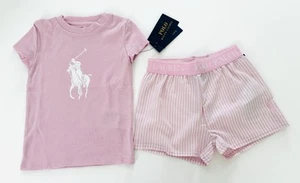 Neu mit Etikett, Mädchen Polo Ralph Lauren T-Shirt + Flanell Shorts Schlafset. Größe 5. Eu 110 - Bild 1 von 3