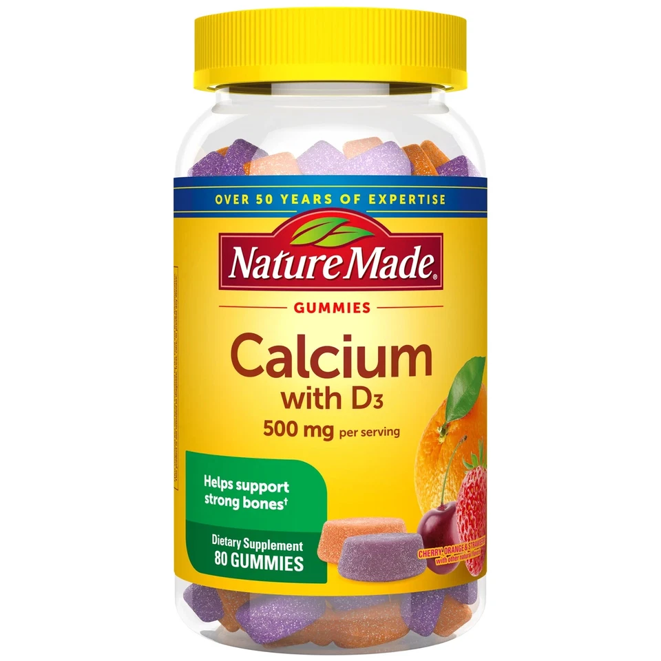 Nature Made CALCIUM+D3 Cherry Orange Strawberry 500mg Gummies 80ct - Image 1 of 1