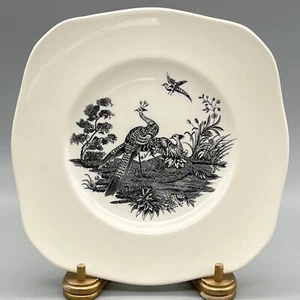 VTG WEDGWOOD Liverpool Birds BLACK TRANSFERWARE Dessert Salad Plate CHELSEA 2of2 - Picture 1 of 11