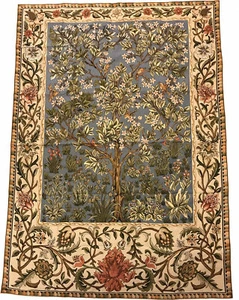 Tree of Life William Morris Grey Ornamental Mille Fleur Wall Tapestry 54" x 76" - Picture 1 of 4