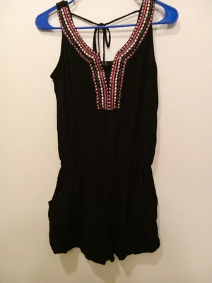 Mameluco negro sin mangas bordado BCX para mujer, talla pequeña 0035 Foto 1 de 3