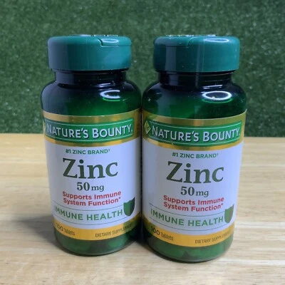 2 Pack Nature’s Bounty Zinc 50mg 200Ct Immune Health Supplement Exp 02/26 SEALED - Image 1 of 4