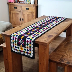 Table Runner Embroidered - Handmade Rilli Table Runner, Tablecloth, Halloween - Picture 1 of 5