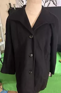 Women's black coat Ellen Tracy size 14W Wool 62% New - Picture 1 of 10