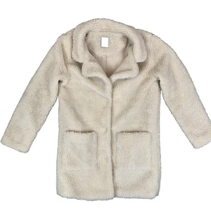Primark Faux Fur Cream Fluffy Collared Jacket Coat Women's Size UK 12 - Picture 1 of 12