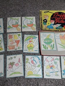 Vintage Milton Bradley Fluffy Yarn Pictures - Children’s Sewing Toy - 1938, RARE - Picture 1 of 9