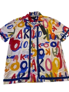 Herren 100 % authentisch Akoo Knopfleiste Kurzarm Größe Large Farbe Mehrfarbig - Bild 1 von 5