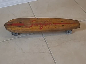 Raro patineta Wood SURFER ROLLER 21" AÑOS 60 - RUEDAS ROCKFORD ARCILLA ROJA - ¡BONITO! - Imagen 1 de 11