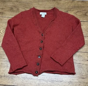 Tweeds Burnt Orange 100% Merino Wool Button Cardigan Sweater | Girl’s M 8/10 - Picture 1 of 4