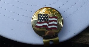 USA Flag Gold Cloisonne Ball Marker and Hat Clip - Picture 1 of 1