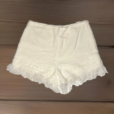 Pantalones Cortos Gianni Bini Algodón/Lino con Flecos Talla M Completamente Forrados Cremallera Lateral Foto 1 de 4