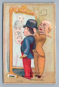 EVANSVILLE IN ANTIQUE VICTORIAN TRADE CARD C.C. TENNEY HATS FURS ADVERTISING - Picture 1 of 2