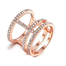 Rose Gold Filled Modern Statement CZ Lined Wide Ring