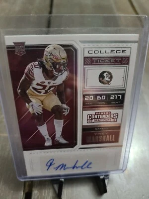 2018 Panini Contenders Draft Picks Auto #252 Trey Marshall RC College Ticket - Image 1 of 2