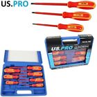 Us Pro 7pc Vde Insulated Pozi Slotted Electricians Screwdriver Set 1606