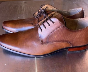 Florsheim Postino Plain Toe Oxford Mens Sz 12 M Cognac Brown Leather Dress Shoes - Picture 1 of 16