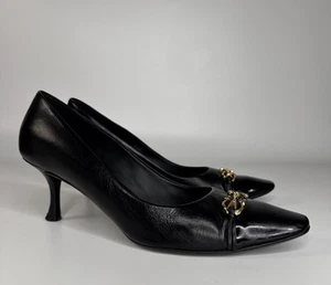 FERRAGAMO Bria 60MM Patent Leather Cap-Toe Pumps SZ 8.5 - Picture 1 of 15