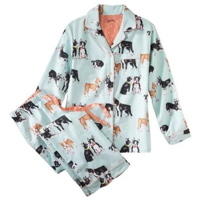 Conjunto de pijama Nick & Nora Boston Terrier para mujer azul medio perros novedad 2 piezas pijamas Foto 1 de 4
