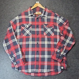 Free Planet Flannel Button Up Shirt Long Sleeve Cotton Red Plaid Men's Size XL - Picture 1 of 13