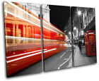 London Bus Red City TREBLE CANVAS WALL ART Picture Print VA