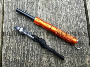 ELITE FIRE STARTER - Compact Orange Firesteel Flint & Striker Bushcraft Survival - Picture 1 of 8