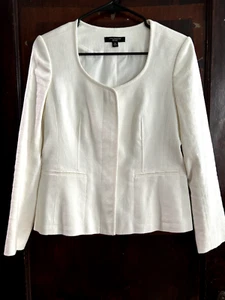 Ann Taylor Ivory Collarless Jacket in Cotton Blend Size 4P - Picture 1 of 8