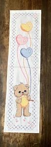 Vintage bestickt Kreuzstich Kind Wachstumstabelle Teddybär Ballons 36" groß - Bild 1 von 10