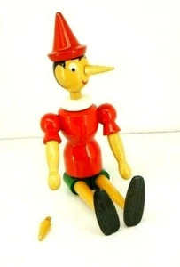 GIOCATTOLI BREVETTATI GALETTI Milan Italy WOOD PINOCCHIO 16” FIGURE w/2 NOSES! - Picture 1 of 10