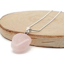 Rose Quartz Nugget Necklace Natural Raw Gemstone Pendant Silver Plated Chain