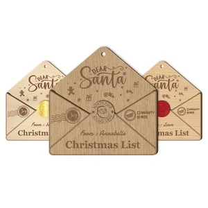 Sobre de Navidad Personalizado con Nombre Personalizado y Diseño Grabado en Madera - Imagen 1 de 7