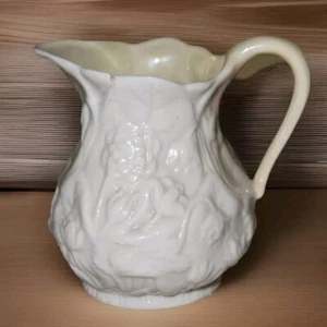Belleek Ireland Porcelain Lotus Creamer w/Handle, Yellow, 4th Per/1st Green Mark - Picture 1 of 8