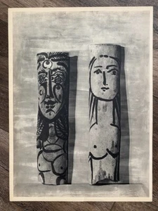 Jarrón de cerámica estampado original vintage PABLO PICASSO texto francés RARO hombre mujer - Imagen 1 de 4